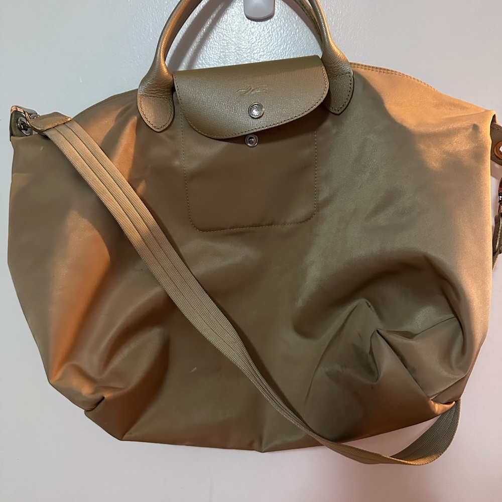 Longchamp Gold Le Pliage Travel Tote with Shoulder Strap